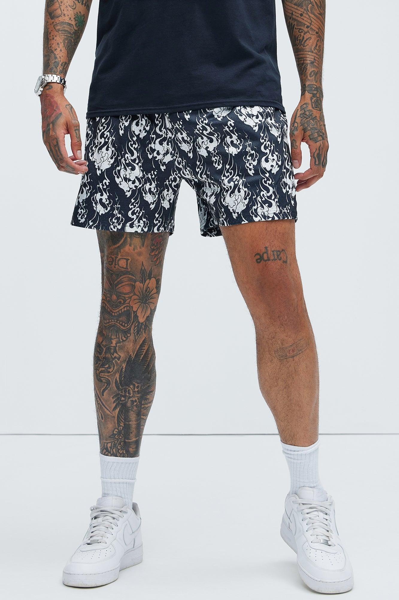 Japan Flames Mesh Shorts - Black/White product image