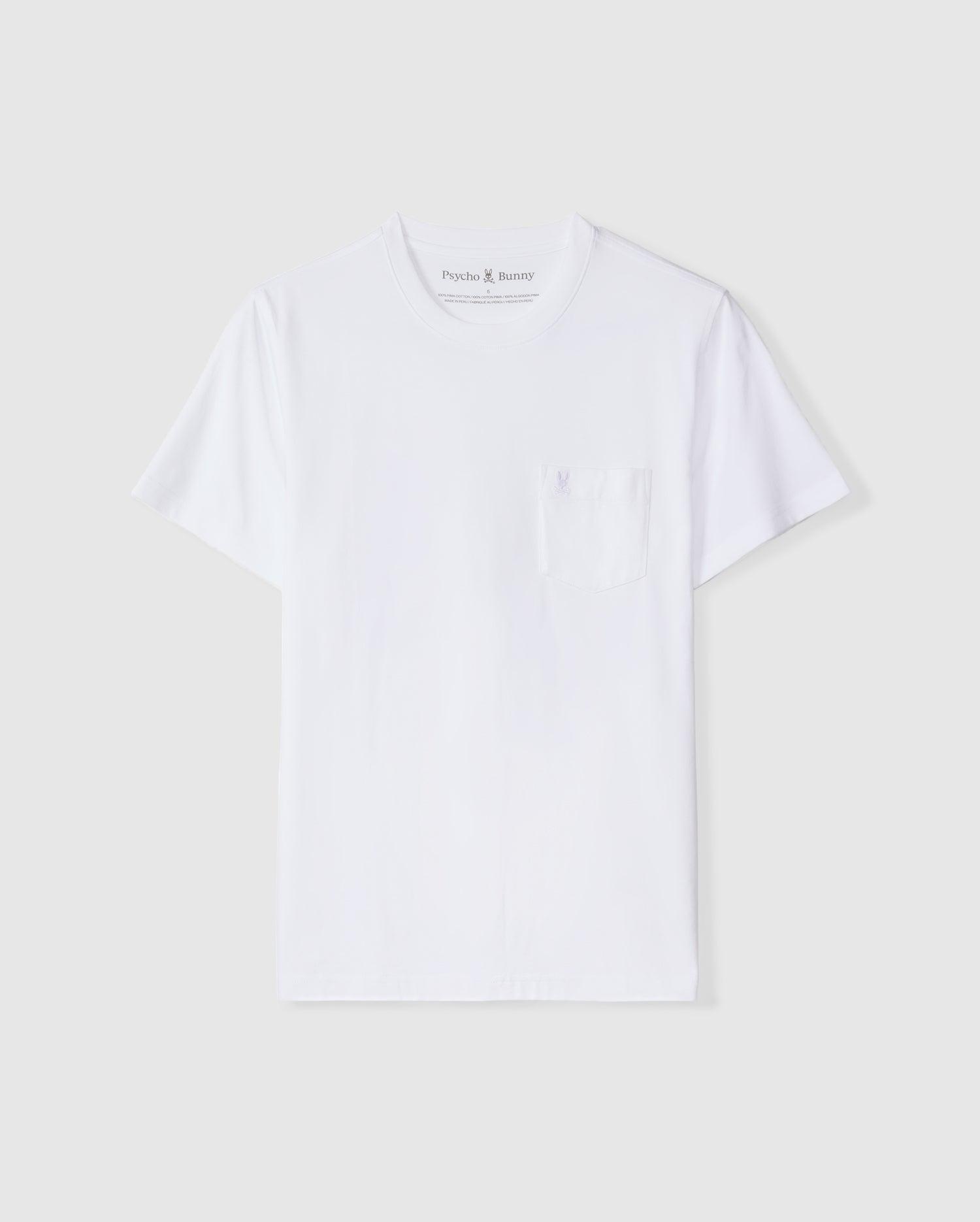 Psycho Bunny Men's Bonnie Regular Fit Pocket Tee 100 WHITE Product Image