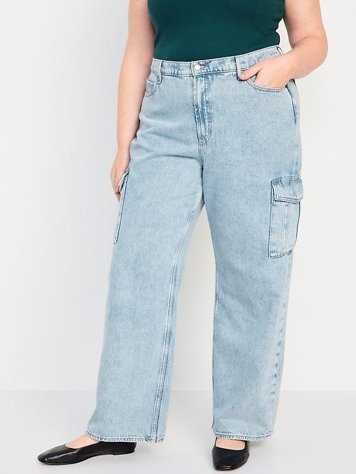 Extra High-Waisted Sky-Hi Wide-Leg Cargo Jeans Product Image