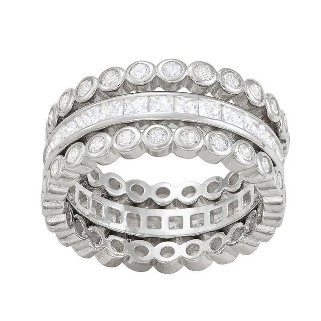 Contessa Di Capri Cubic Zirconia 3-Ring Eternity Band Set, Womens White Product Image