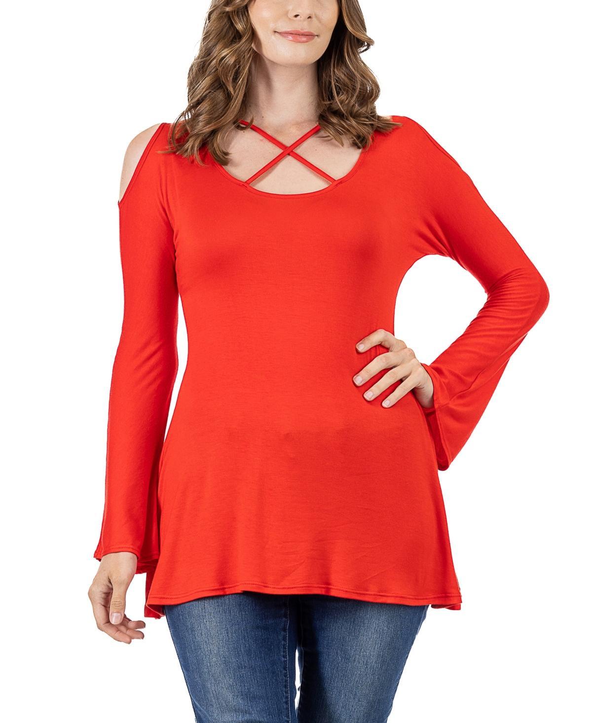 24seven Comfort Apparel Womens Criss Cross Long Sleeve Top Product Image