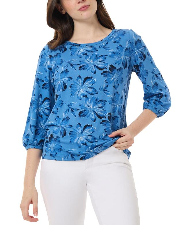 Jones New York Womens Printed Moss-Crepe 3/4-Sleeve Top Product Image