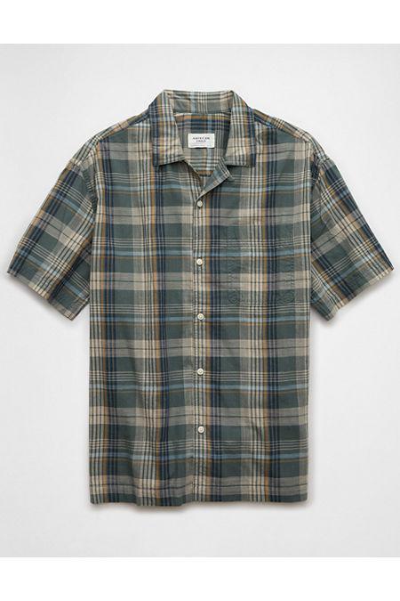 AE Plaid Button-Up Poolside Shirt Men's Product Image