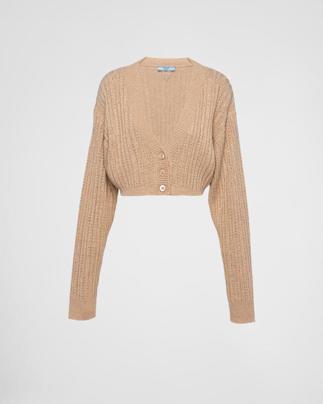 Wool and cashmere cardigan with rhinestones Product Image