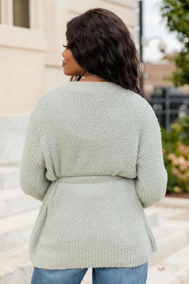 Find Your Purpose Sage Fuzzy Wrap Cardigan FINAL SALE Product Image