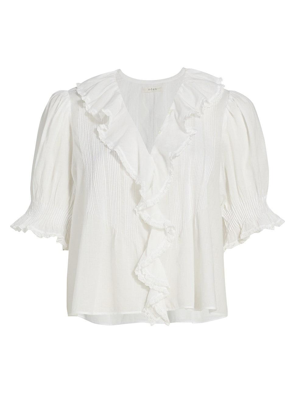 Womens Henri Ruffled Puff-Sleeve Top Product Image