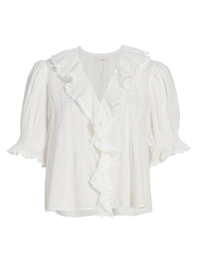 Womens Henri Ruffled Puff-Sleeve Top Product Image