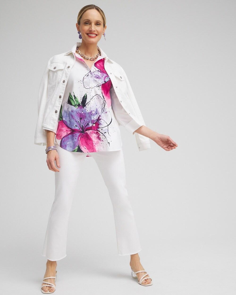 No Iron™ Stretch Floral 3/4 Sleeve Shirt Product Image