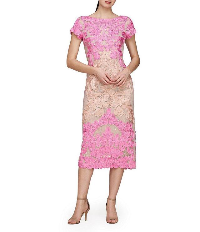 JS Collections Lace Boat Neck Short Sleeve Sheath Dress Product Image