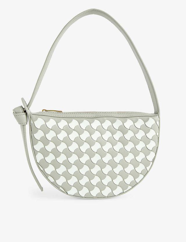 Mini Sunrise Intrecciato-weave Leather Shoulder Bag In Agate G-gl./ag.g-m B Product Image