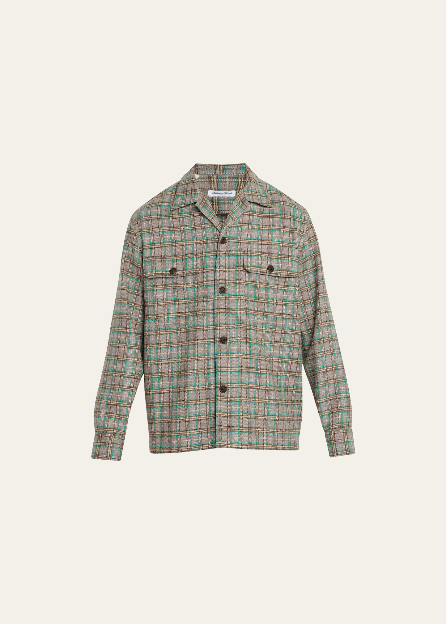 Mens Wool Plaid Shirt Jacket Product Image