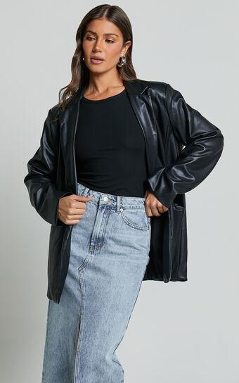 Samanfa Jacket - Faux Leather Jacket in Black Product Image