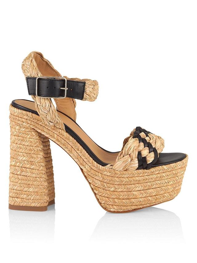 Womens Agnes Raffia & Leather Platform Sandals Product Image