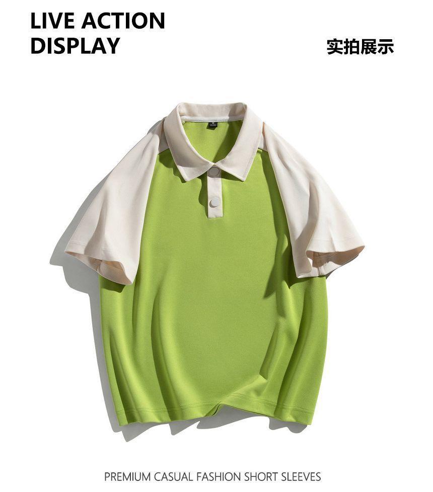 Elbow-Sleeve Raglan Polo Shirt Product Image