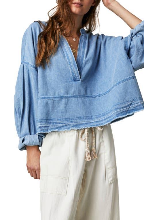 Free People x We The Free Jude Denim Pullover in Blue. Product Image