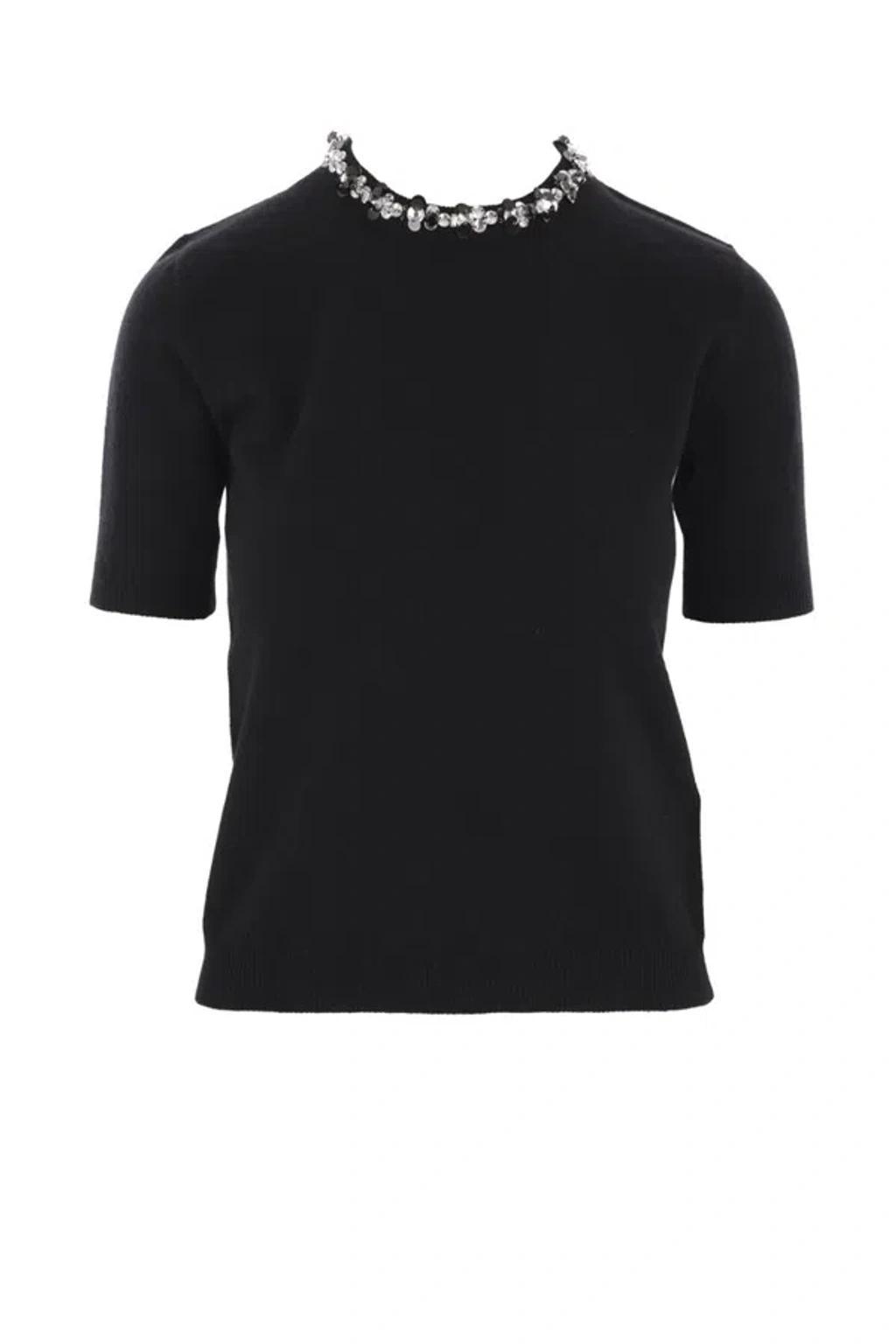 Embellished Crewneck Short In Black Product Image