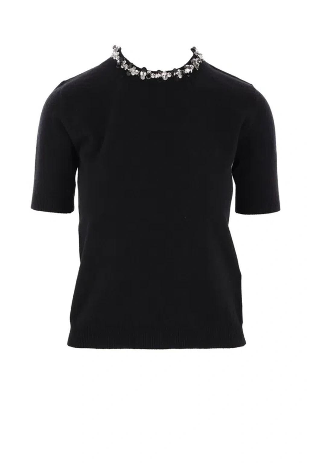 Embellished Crewneck Short In Black Product Image