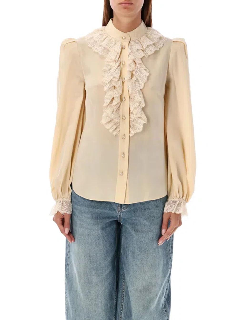 ZIMMERMANN Ruflle Blouse In Beige Product Image