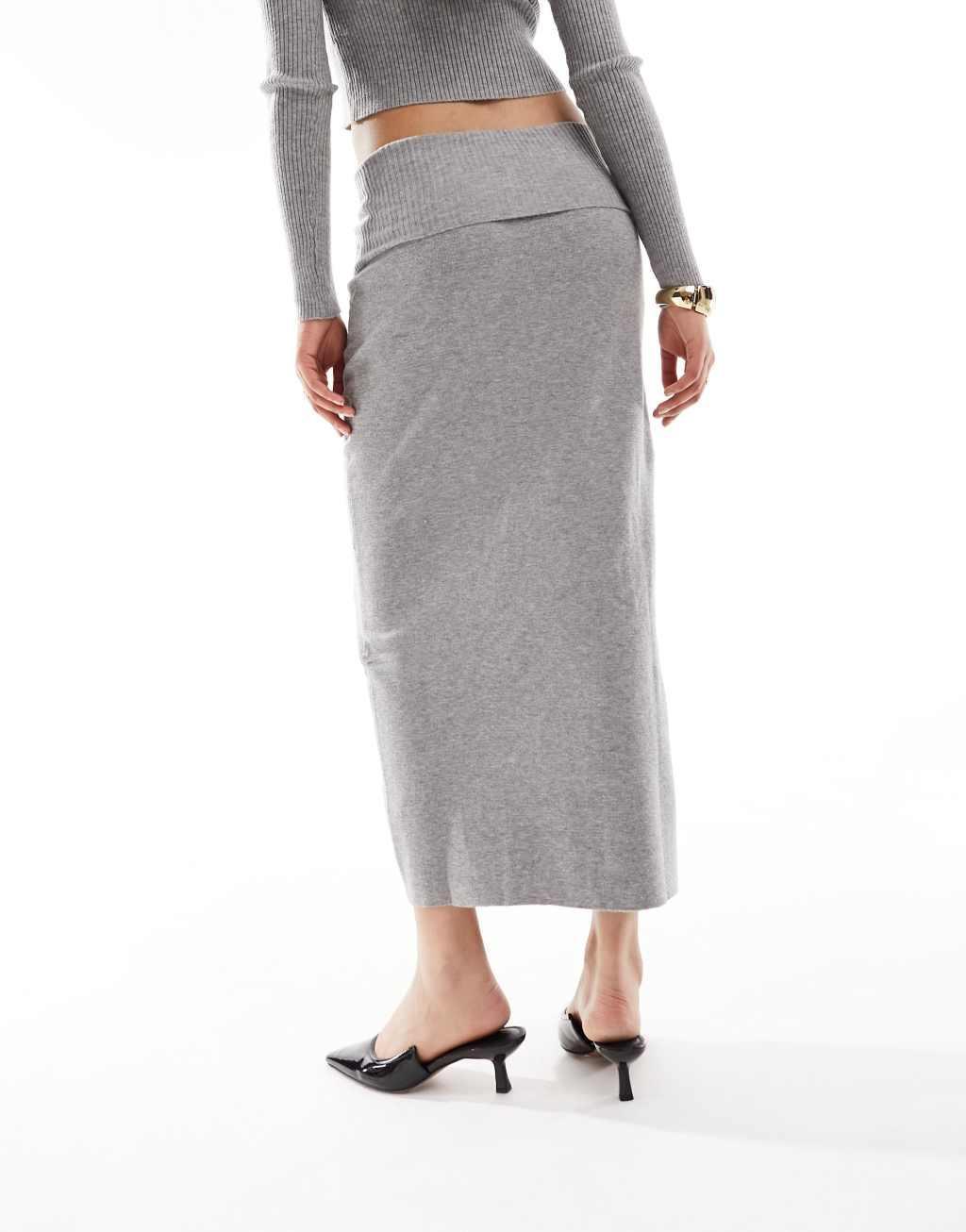 Mango knit fold over skirt in gray - part of a set Product Image