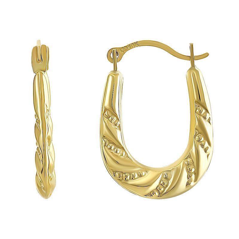 Taylor Grace 10K Gold Beaded Oval Hoop Earrings, Womens, Yellow Product Image