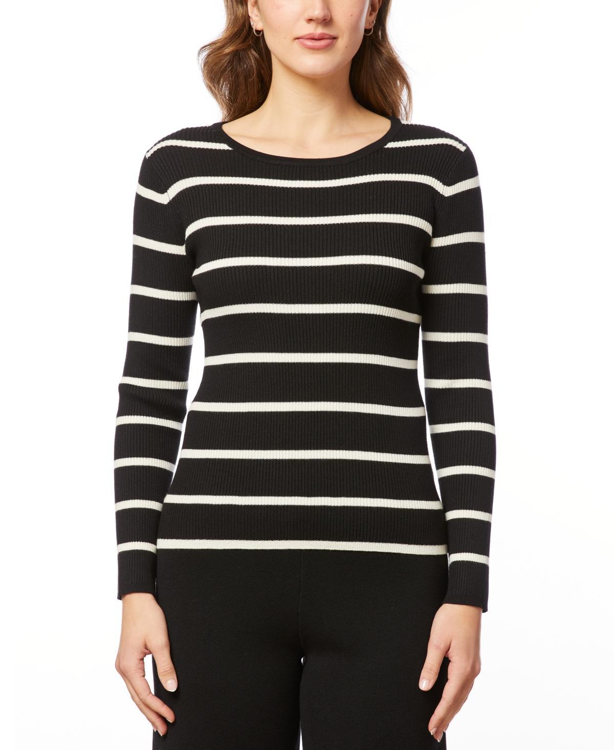 Melissa Paige Womens Scoop Neck Ribbed Striped Sweater, Regular & Petites Product Image