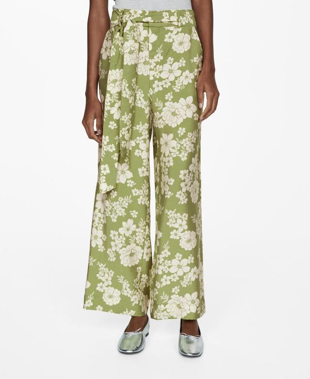 Mango Womens Bow Printed Pants Product Image