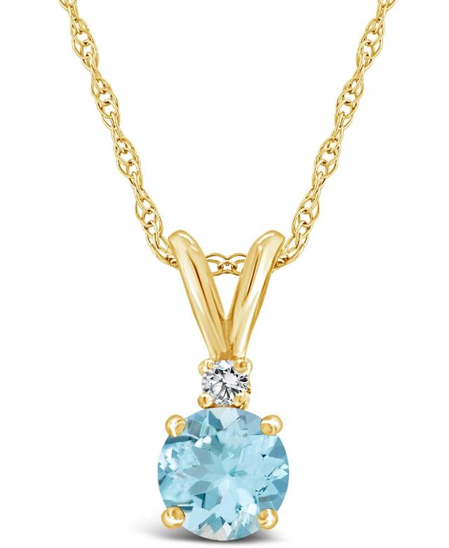 Belk & Co 14K Gold 6Mm Round Aquamarine Diamond Accent Pendant Product Image