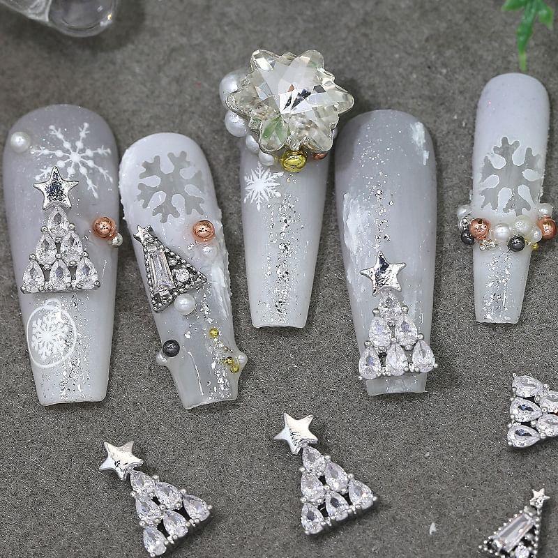 Christmas Tree Rhinestone Faux Pearl Nail Art Decoration Product Image