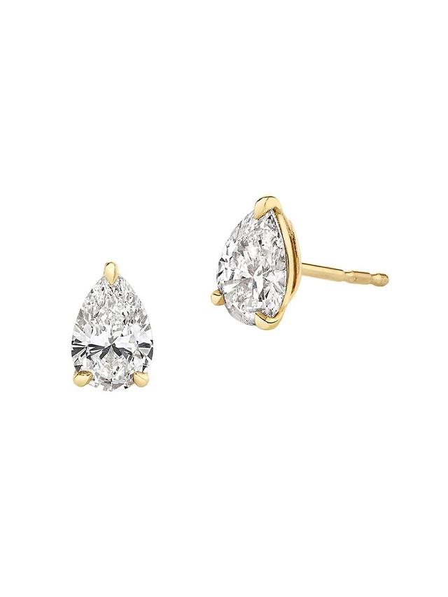 Womens Solitaire Classics 14K Gold & 1.00 TCW Lab-Grown Diamond Pear Solitaire Studs Product Image