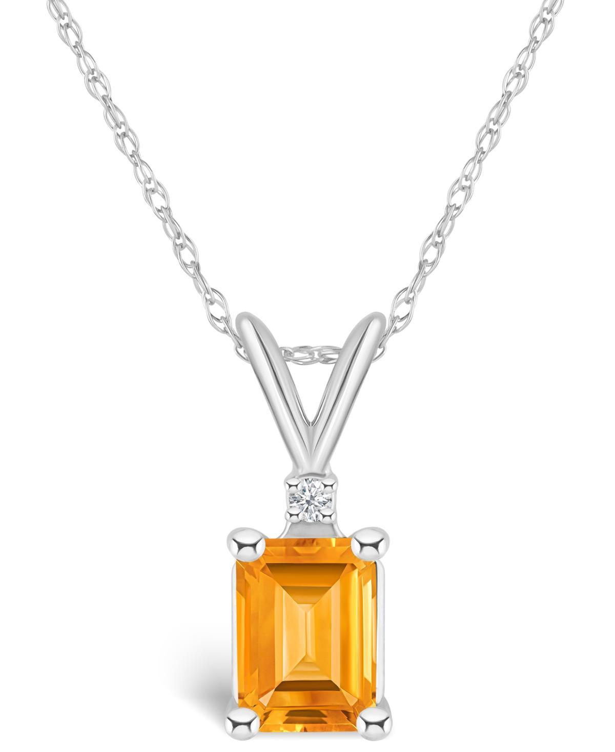 Belk & Co 14K Gold 7X5 Emerald Cut Citrine Diamond Accent Pendant Product Image