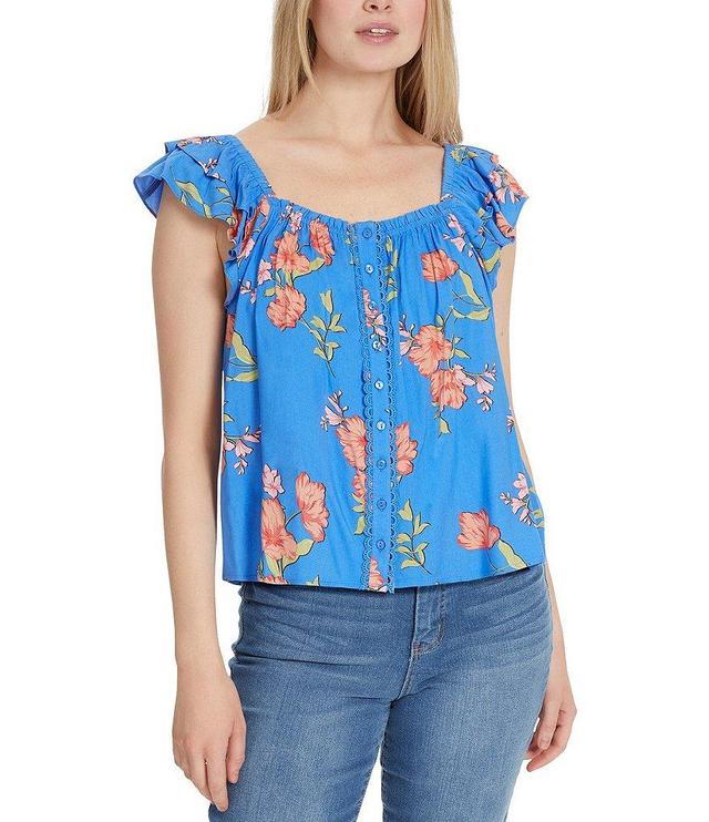 Jessica Simpson Violetta Flutter Sleeve Floral Printed Top Product Image