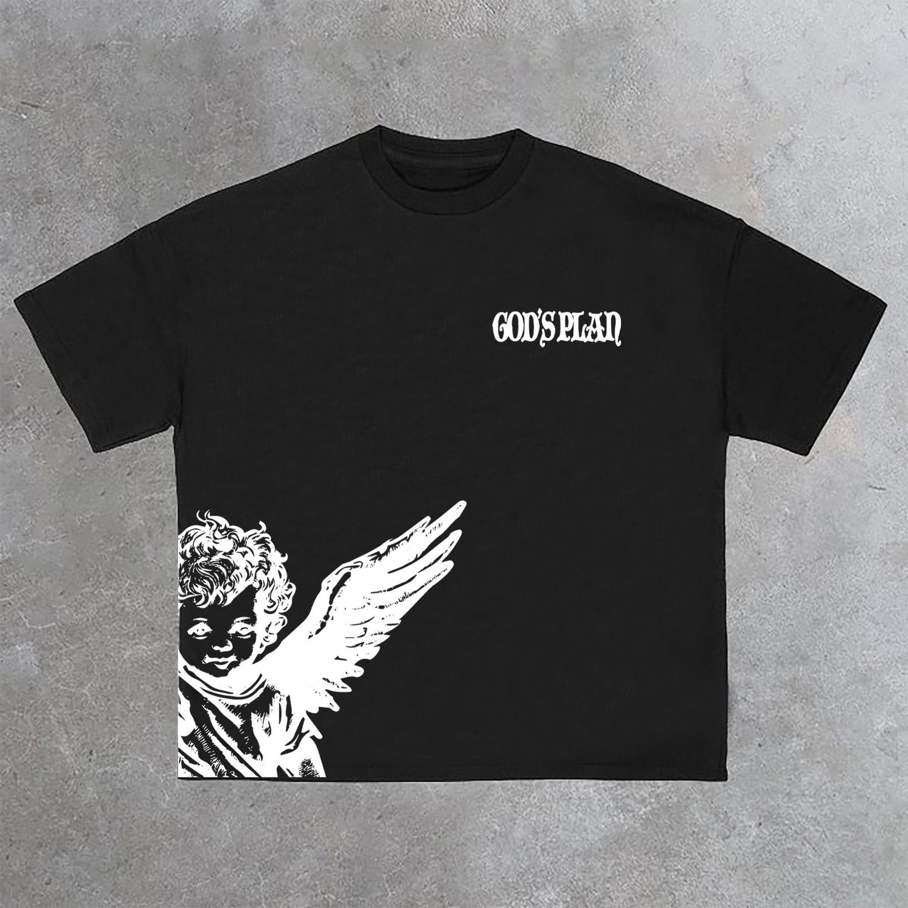 Angel Graphics God's Plan Print Cotton Casual T-Shirt Product Image