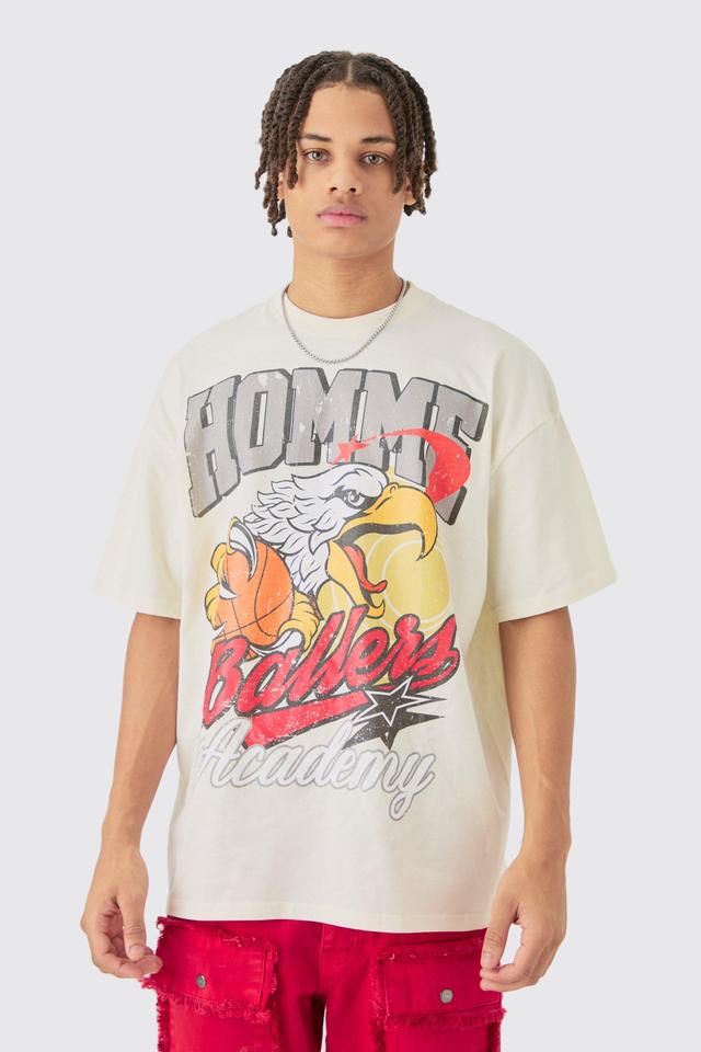 Oversized Homme Eagle Graphic T-shirt | boohooMAN USA Product Image