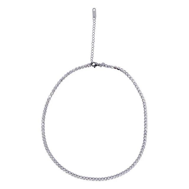 Adornia Stainless Steel Tennis Necklace, Womens Silver Product Image