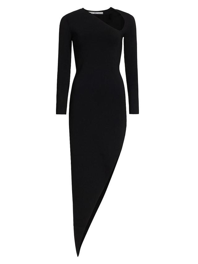 Womens Asymmetrical Long-Sleeve Knit Dress Product Image