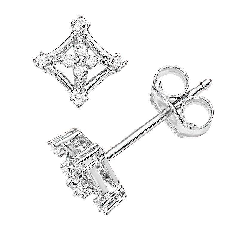 Sterling Silver 1/10 Carat T.W. Diamond Earrings, Womens Product Image