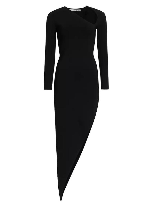 Asymmetrical Long-Sleeve Knit Dress Product Image