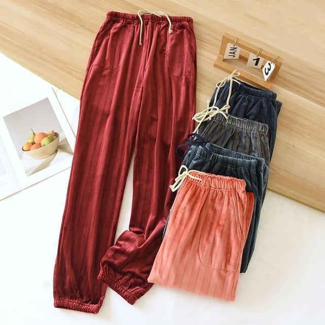 Couple Matching Drawstring Waist Striped Pajama Pants (Various Designs) Product Image