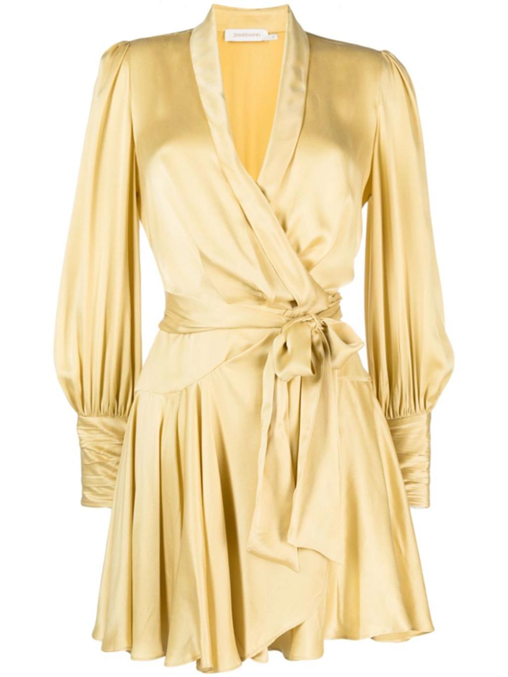 ZIMMERMANN Wrap Silk Dress In Yellow Product Image