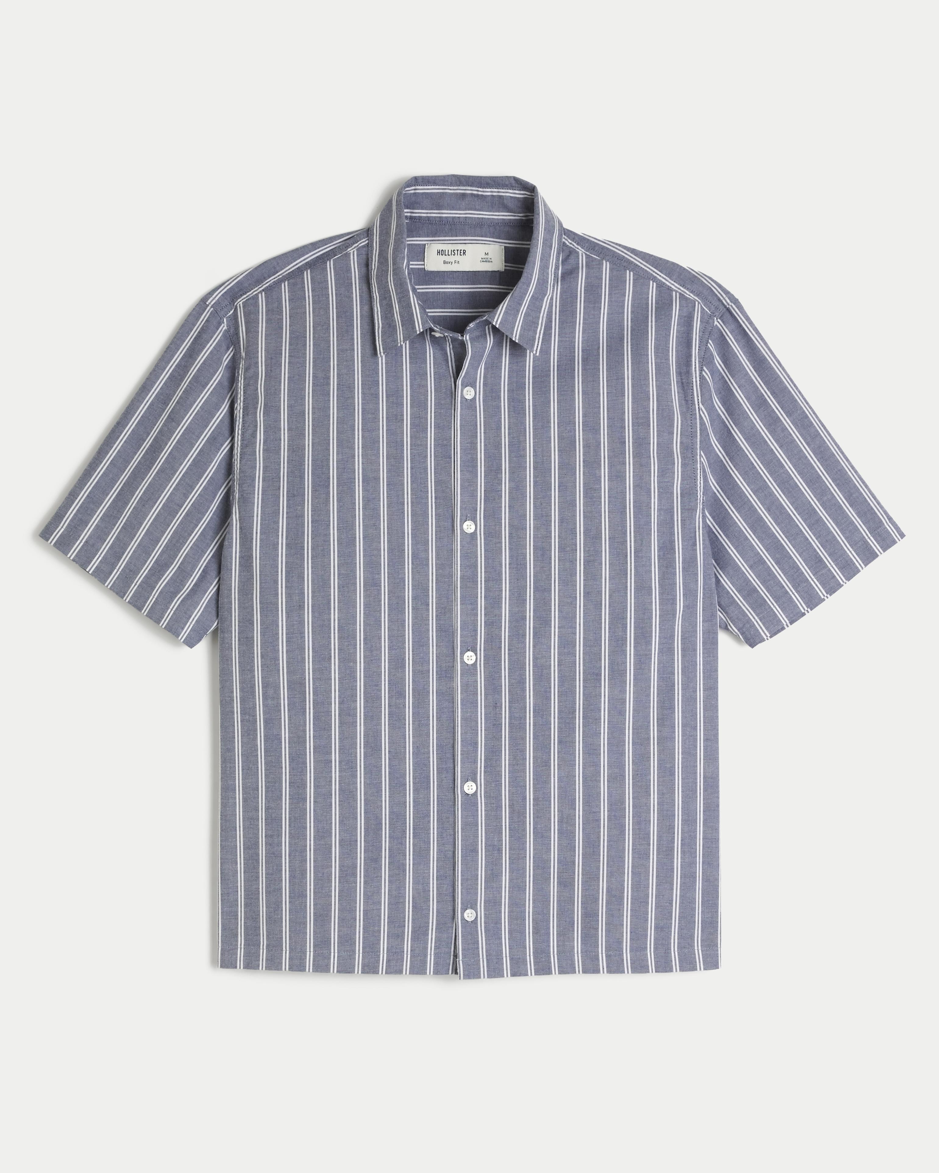 Boxy Short-Sleeve Poplin Shirt Product Image