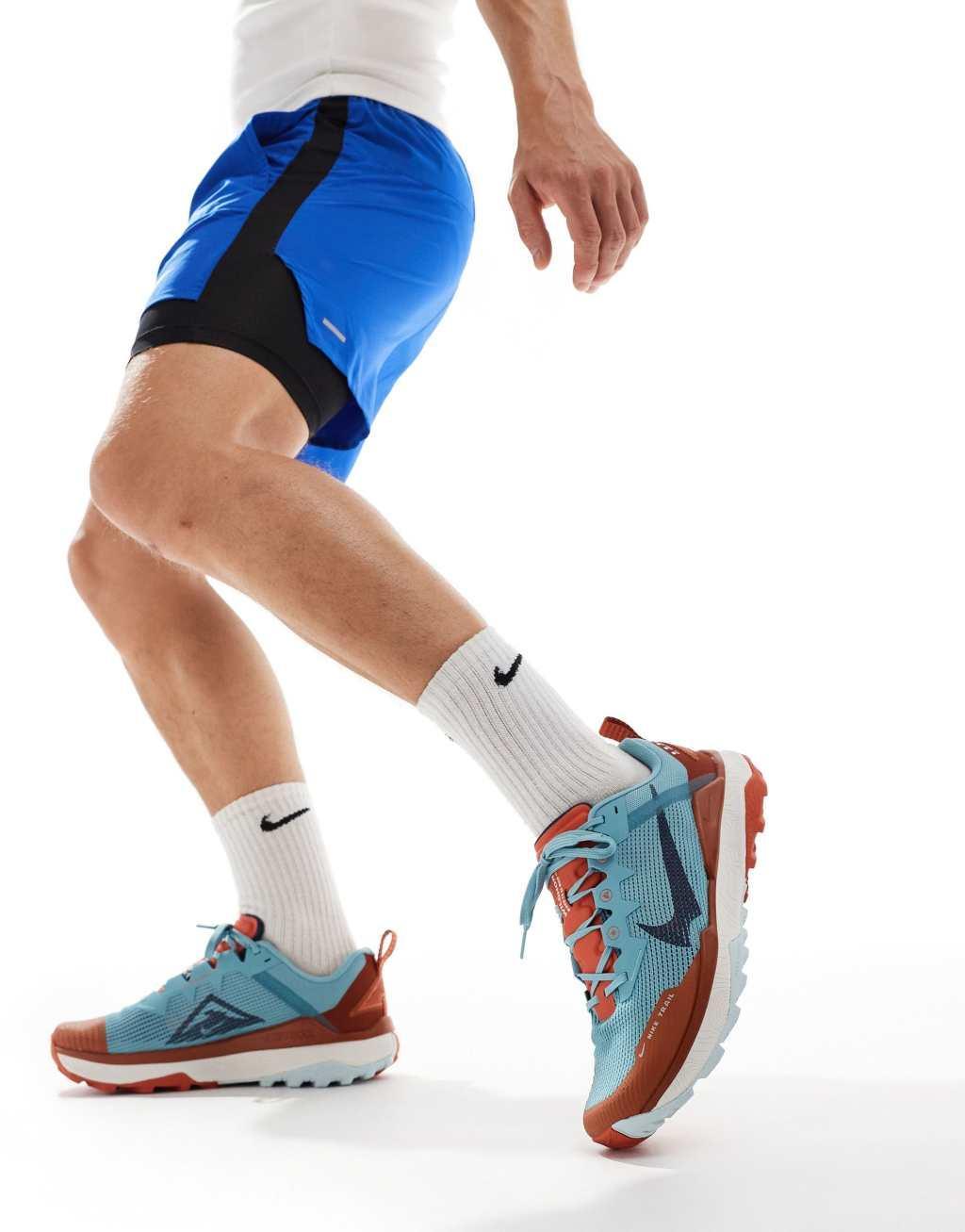 Nike Running React Wildhorse 8 sneakers in light blue and orange Product Image