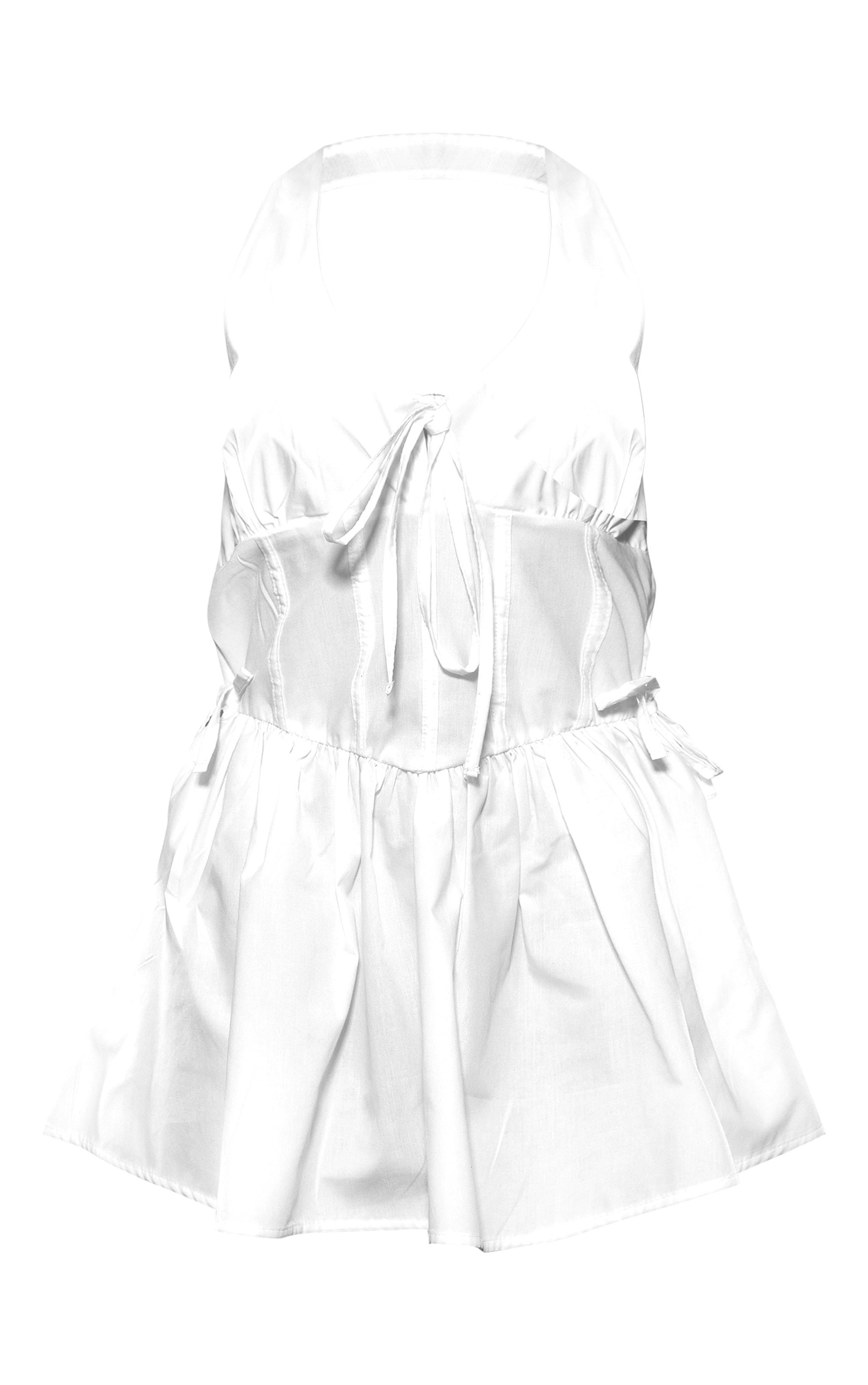 Petite White Ruched Halterneck Mini Dress Product Image