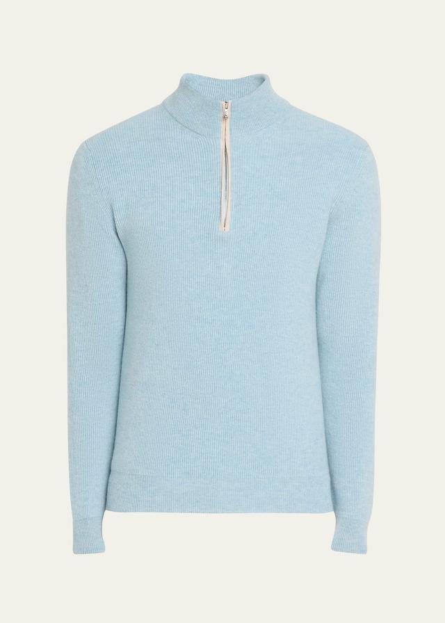 Mens Cashmere Rib Half-Zip Sweater Product Image