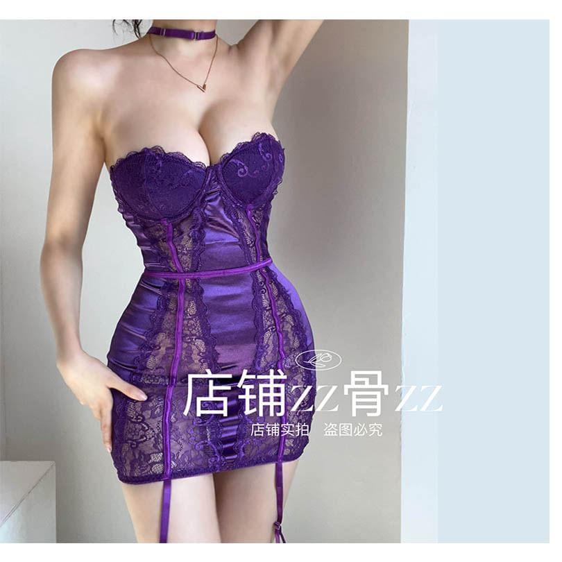 Strapless Lace Panel Mini Bodycon Corset Dress Product Image