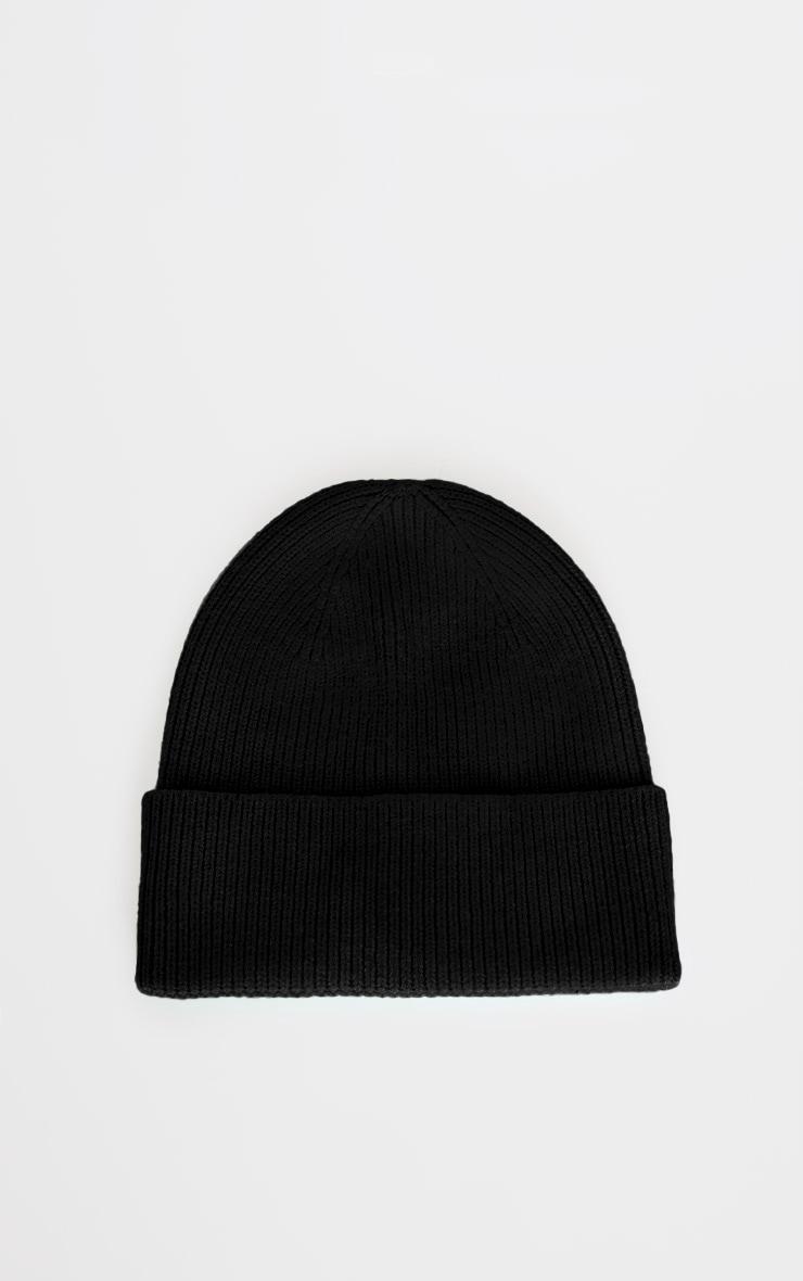 PRETTYLITTLETHING Black Ski Cable Knit Beanie Product Image