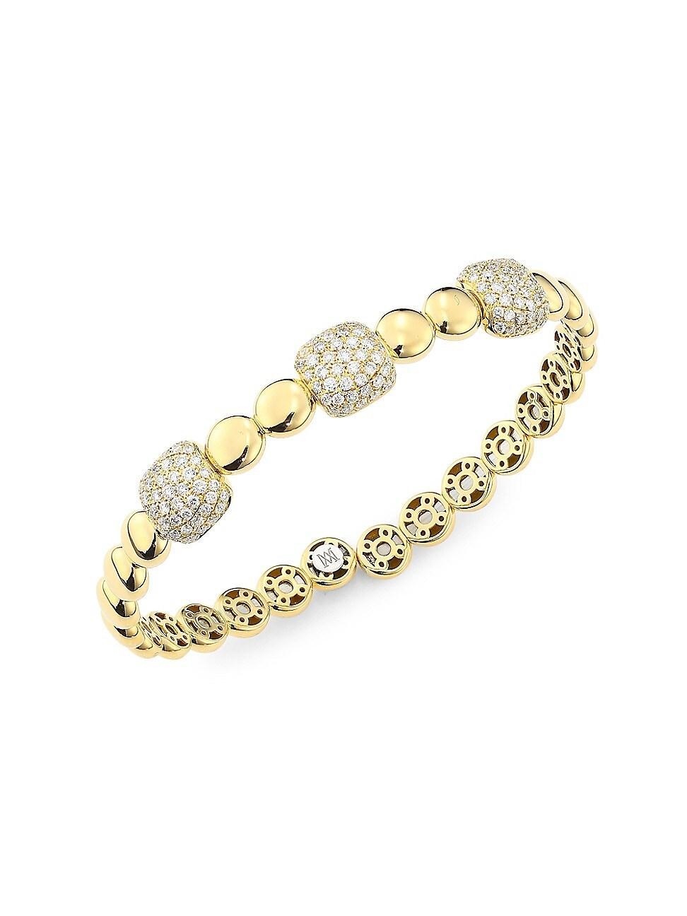 Womens Via Brera 18K Gold & Diamond Dot Disc Bangle Bracelet Product Image