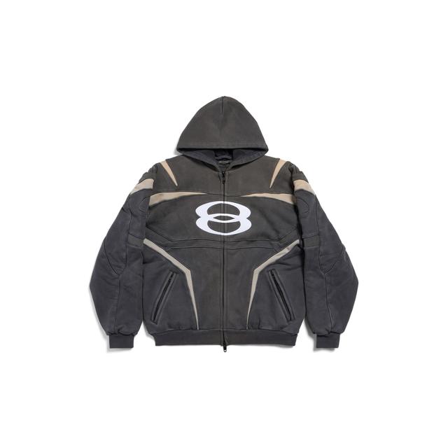 Unity Sports Icon Biker Zip-up Hoodie Oversized in Black/white Product Image