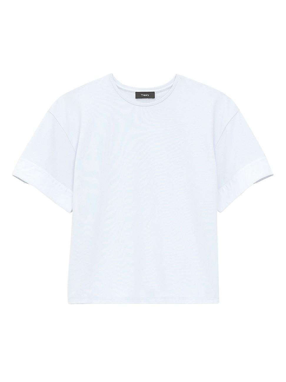 Womens Poplin-Cuff Cotton T-Shirt Product Image