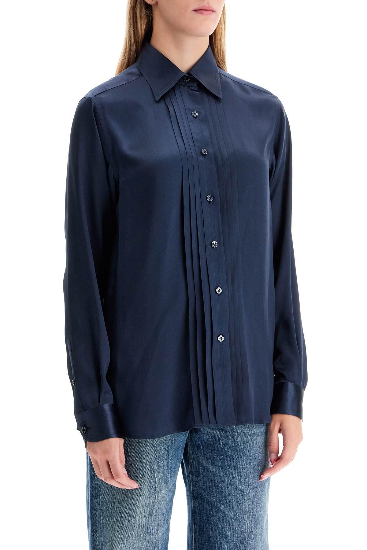 TOM FORD Silk Charmeuse Blouse Shirt In Blue Product Image