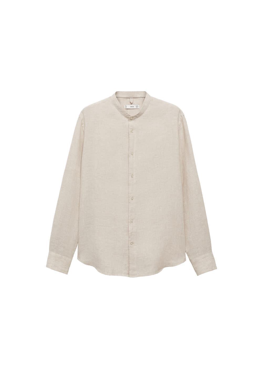 Mango Mens Linen Mao Collar Shirt Product Image